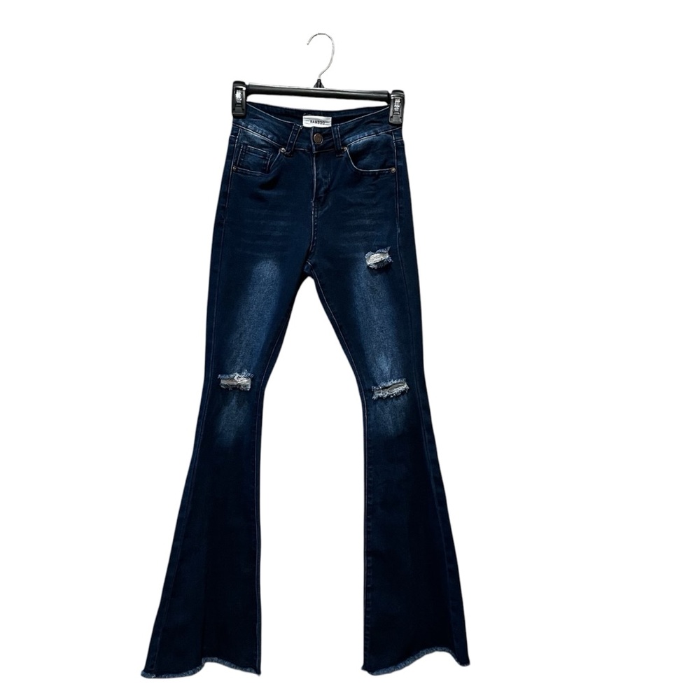 Bamboo Distressed Flare Jeans